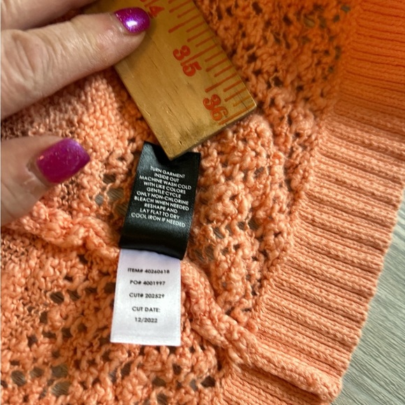 Torrid Plus Size 3XL Peach Open Stitch Open Front Cardigan Sweater Top is In EUC - Picture 9 of 12